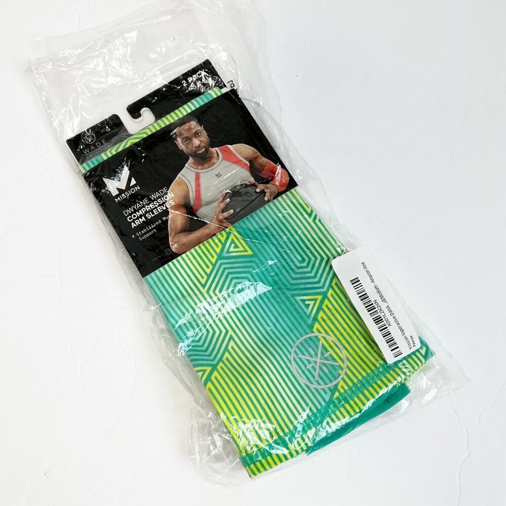MISSION DWYANE WADE COMPRESSION SLEEVES MUSCLE SUPPORT S/M 2 PACK NEW